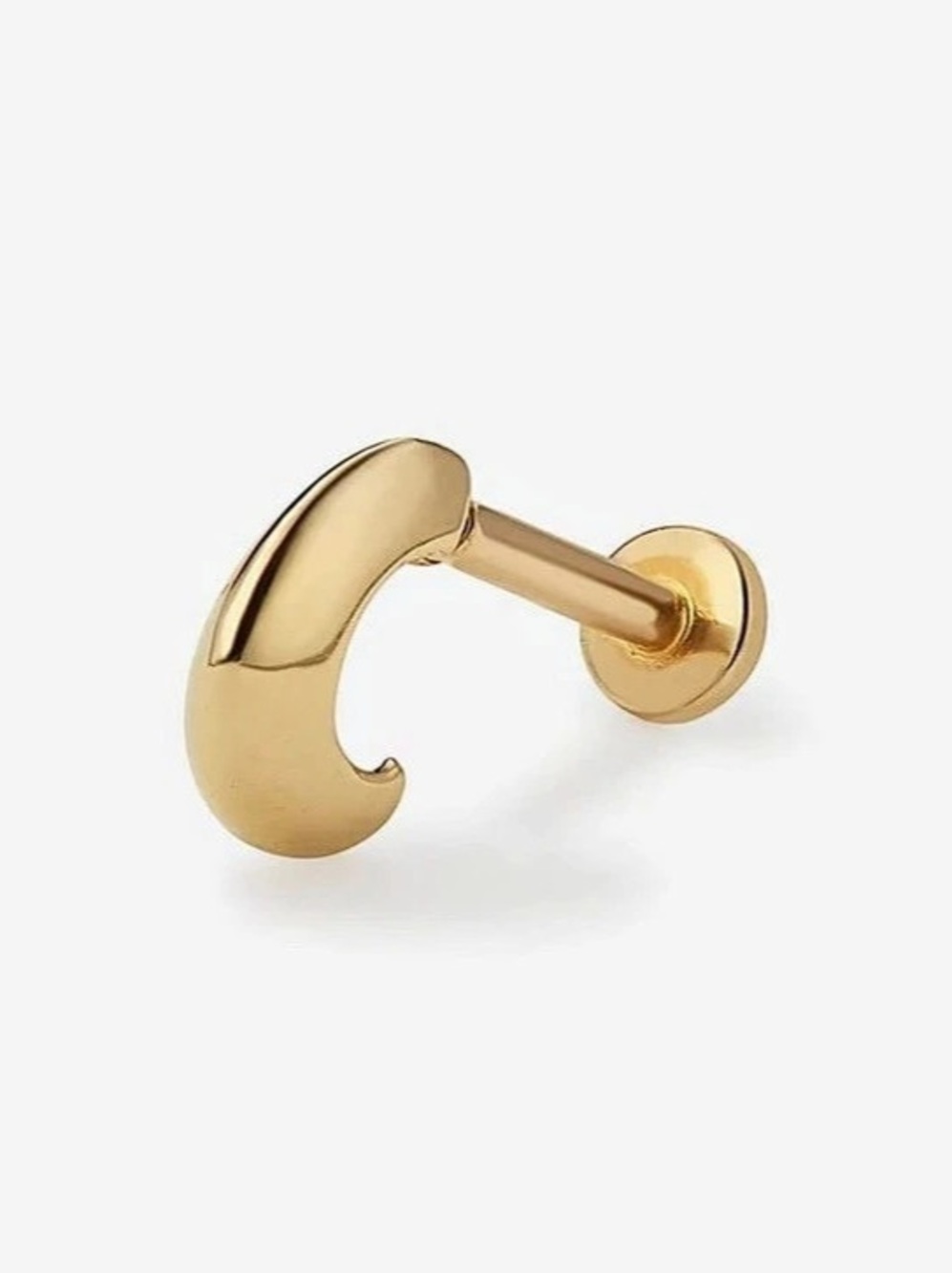 Patt piercing, 14 karat solid gold, single flat back earring
